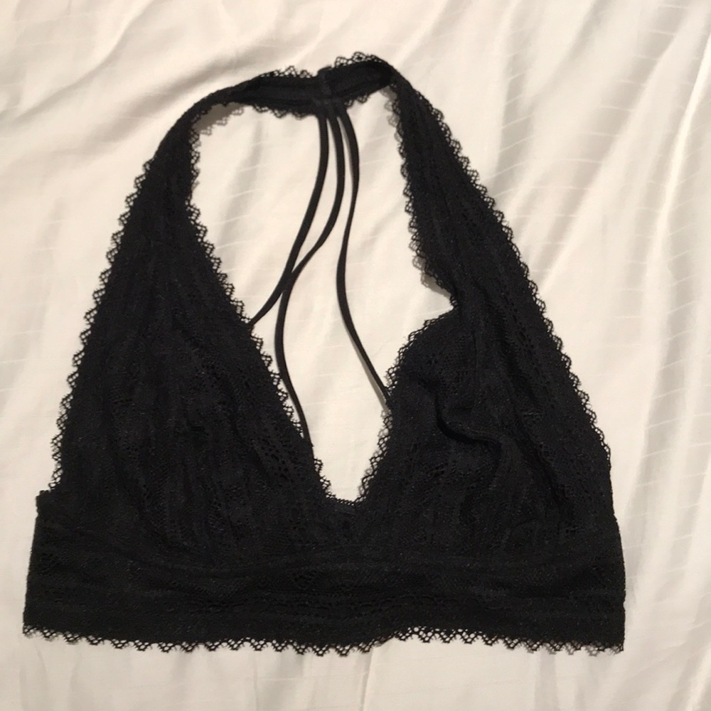 Urban outfitters black lace halter bralette